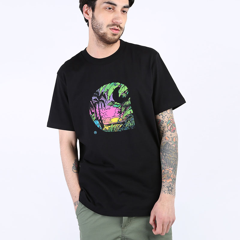 мужская черная футболка Carhartt WIP S/S Sunset C T-Shirt I027812-black - цена, описание, фото 1